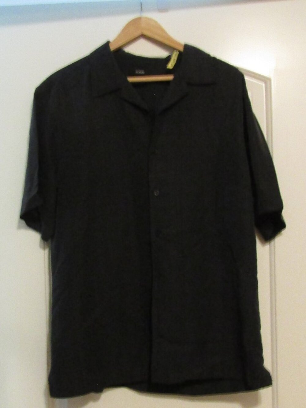 Black Patterned ALFANI MEN'S Casual Button-Down Resort Shirt Size Large